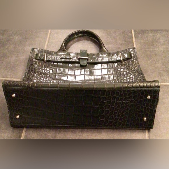 FURLA Dark Green Croc Embossed Tote Handle Bag - As New! - Picture 8 of 8
